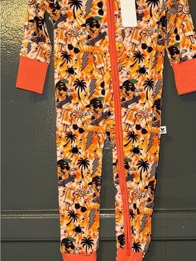 BAMBOO Orange Tropical Graphic One-Piece Footie